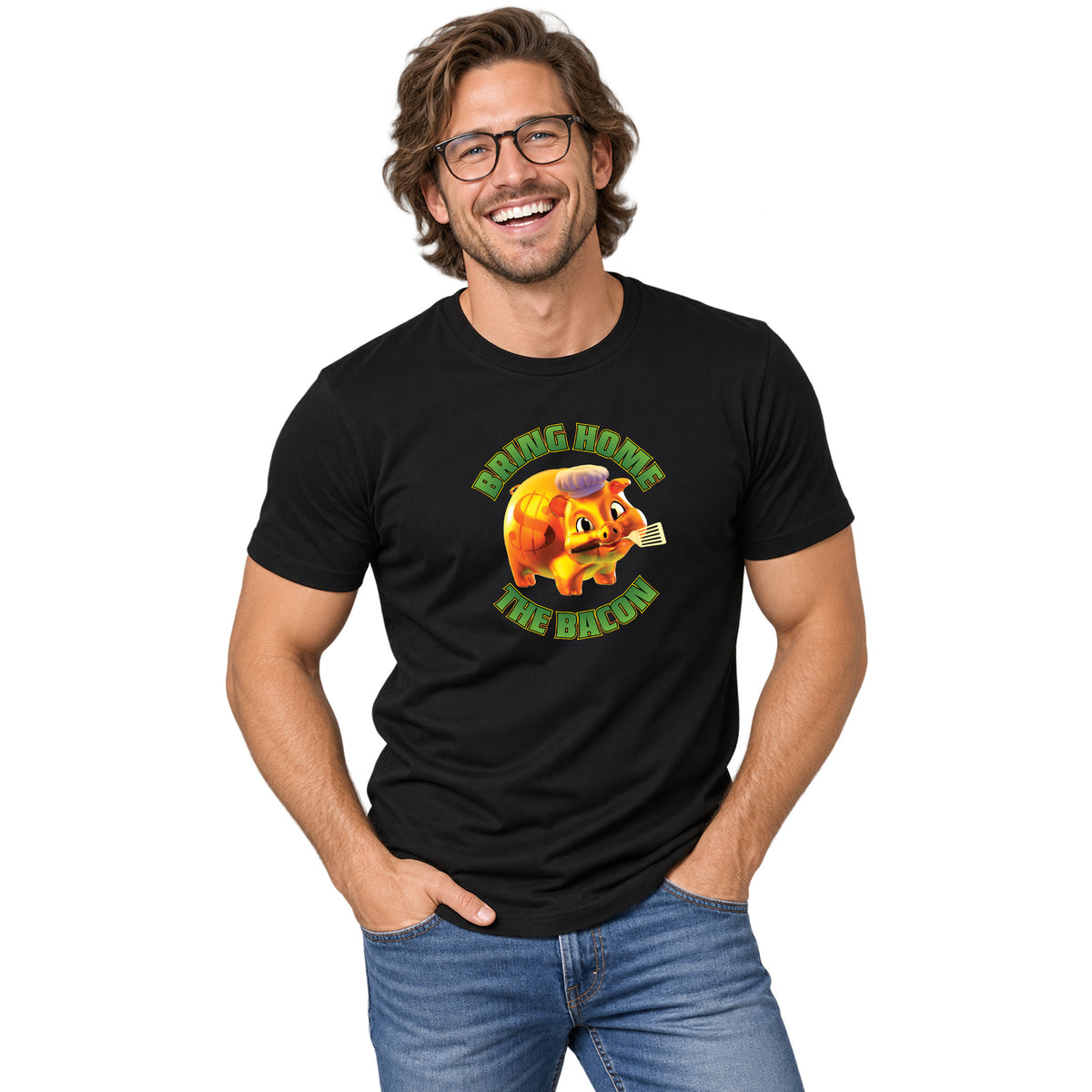 NEW! Bring Home The Bacon Crew & V-Neck Tee