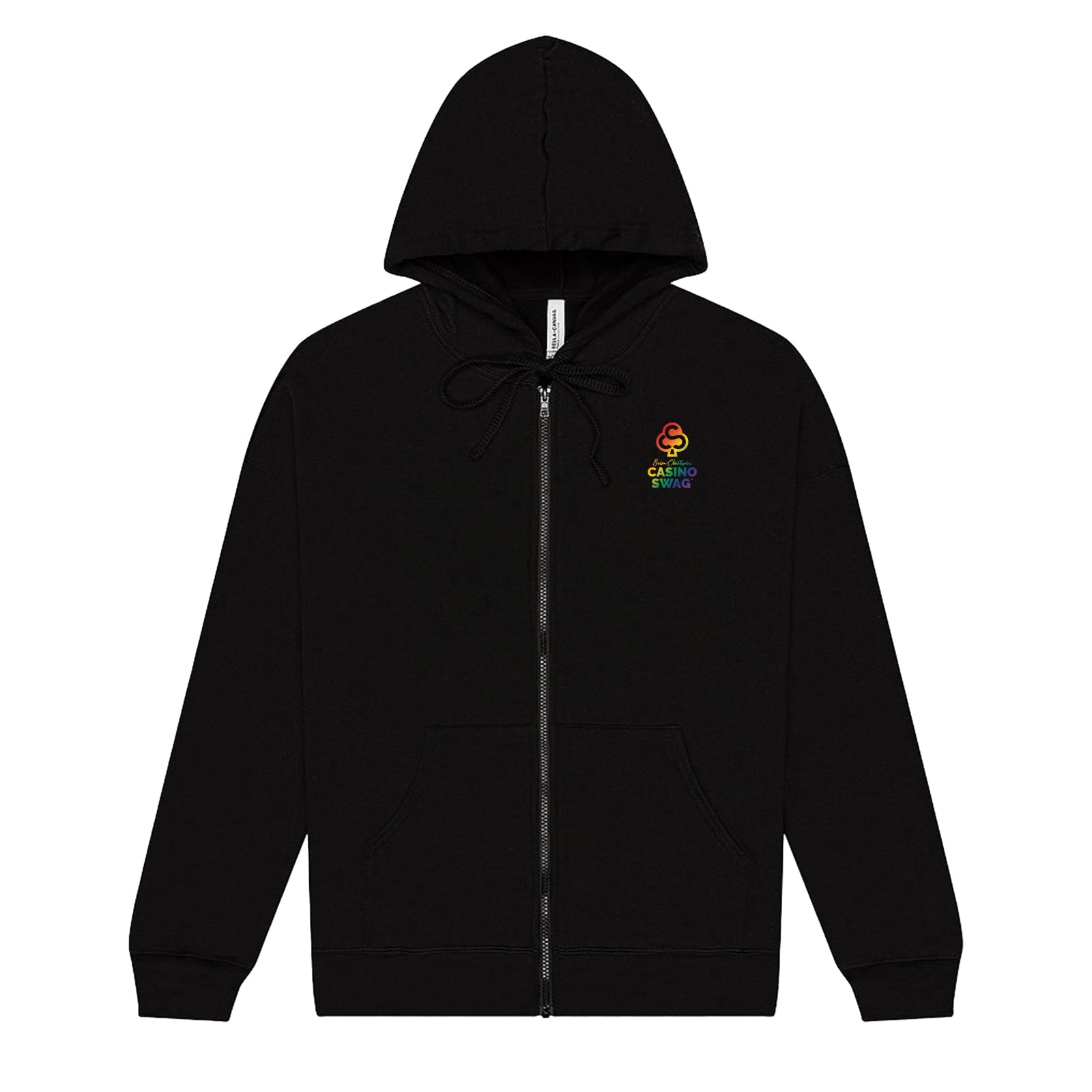 CS logo black zip rianbow chest