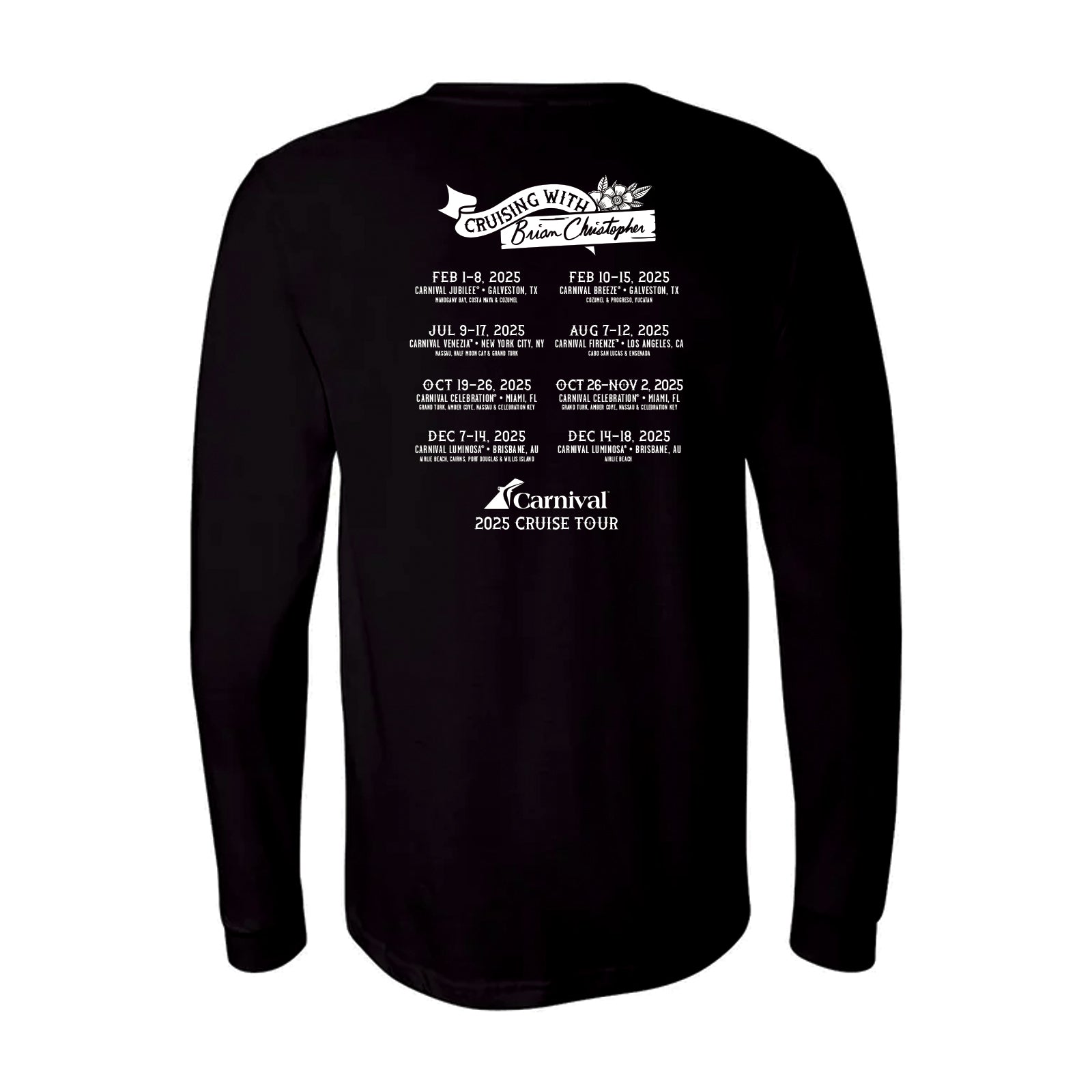 BCSlots x Carnival Cruise World Tour Long Sleeve Tee