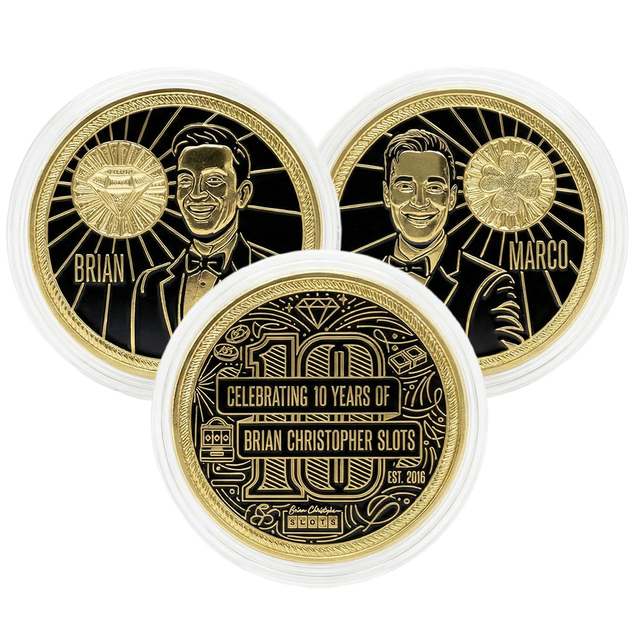 Set of 3 Coin Set: 10th Anniversary (engraved) + Brian + Marco Coins