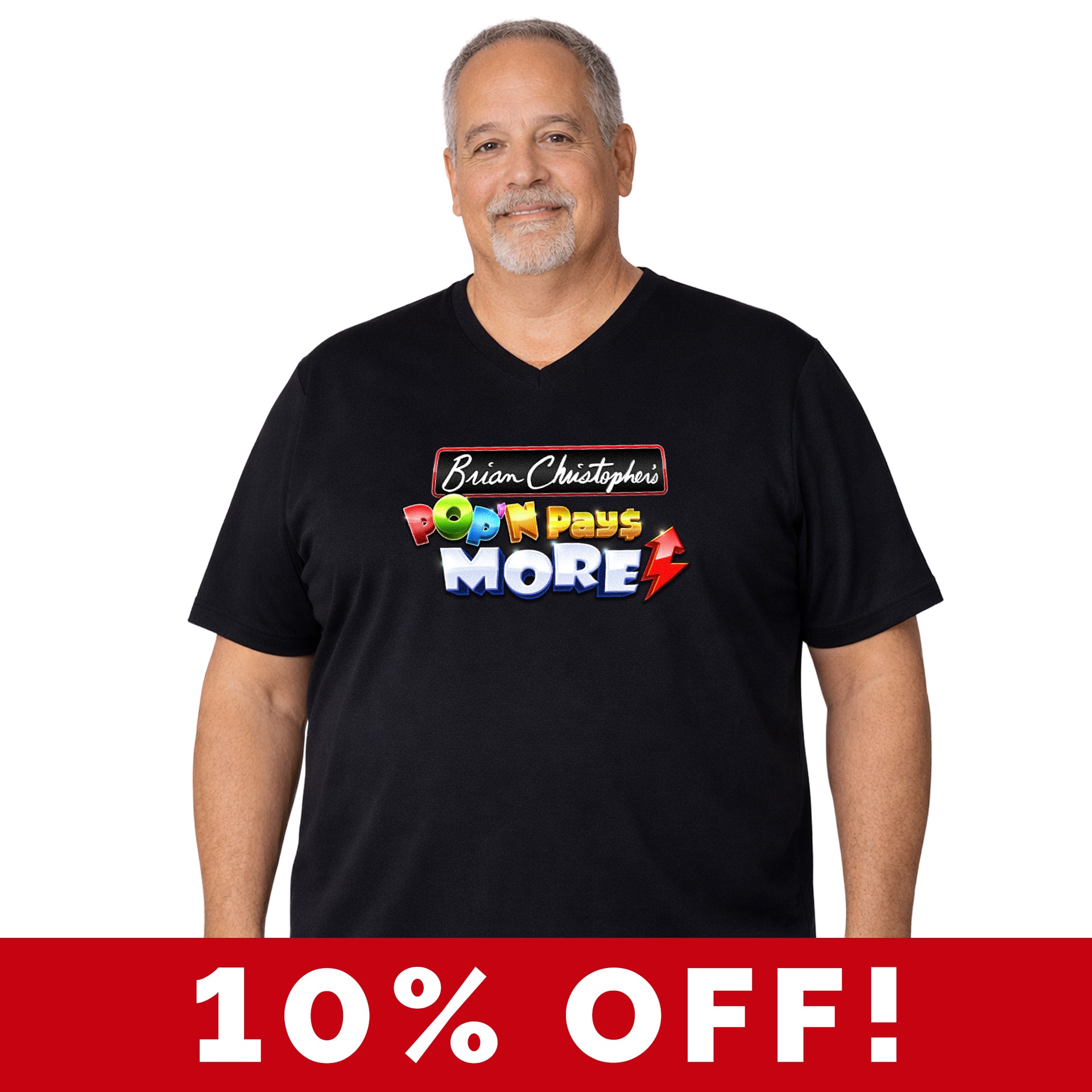 Brian Christopher's Pop'N Pays More Logo V-Neck Unisex Tee