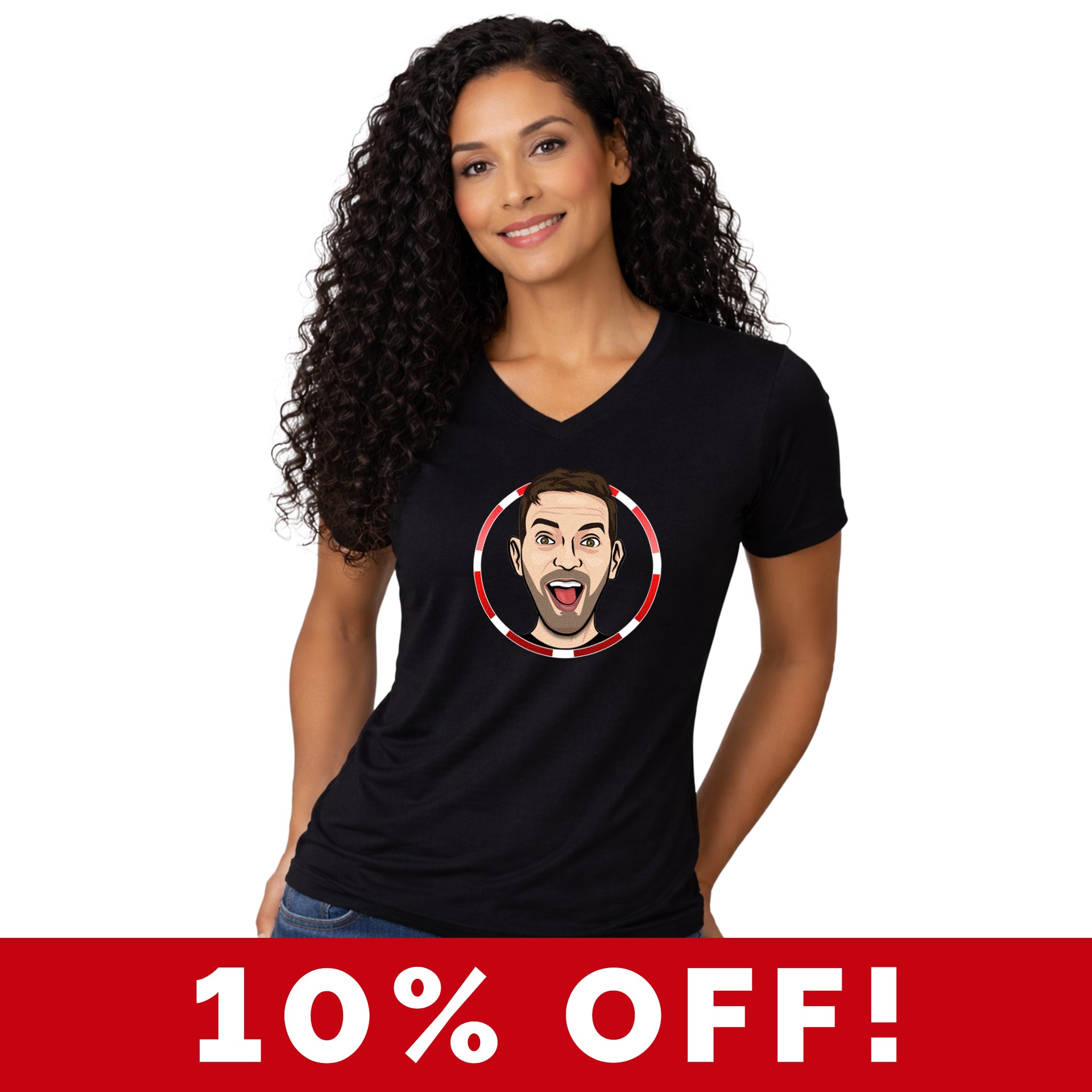 Brian Christopher's Pop'N Pays More Caricature V-Neck Unisex Tee