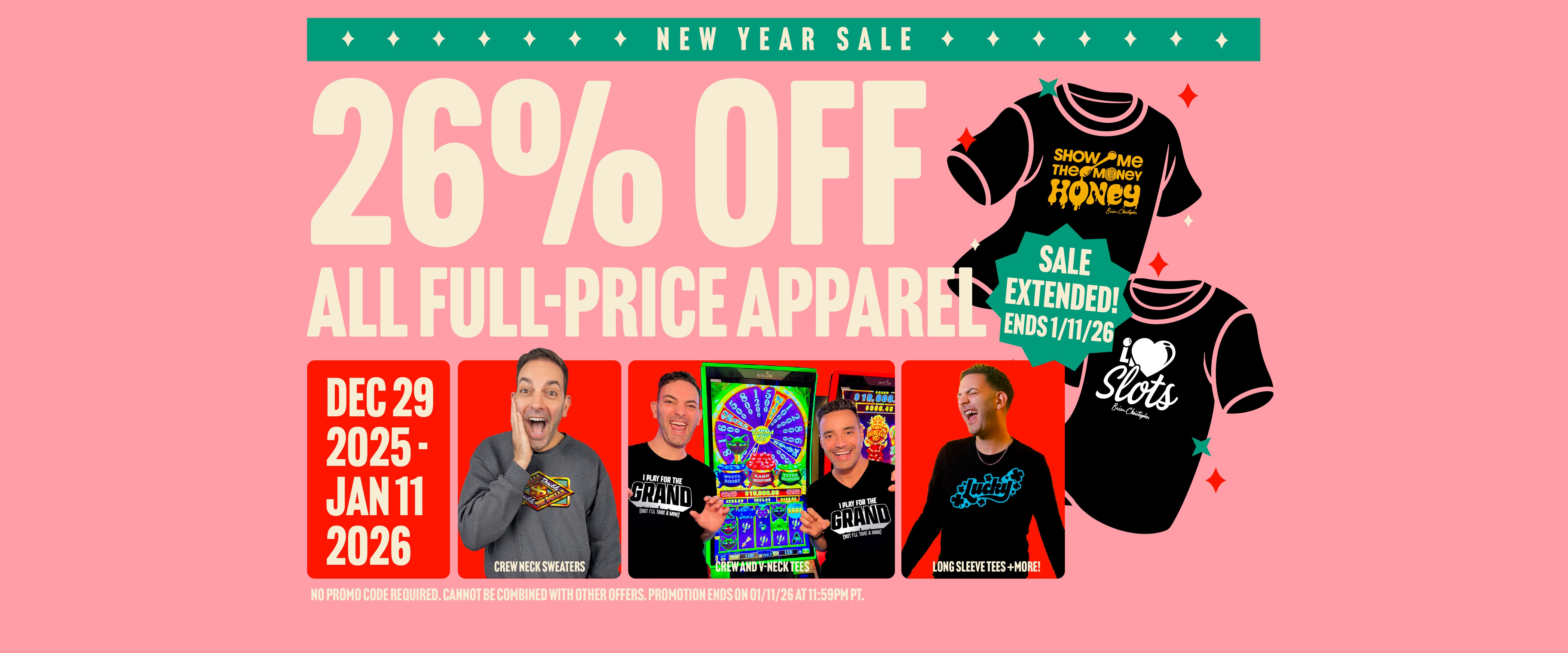 Save 26% on all full price apparel! Promotion ends on 1/4/25 at 11:59PM PT.