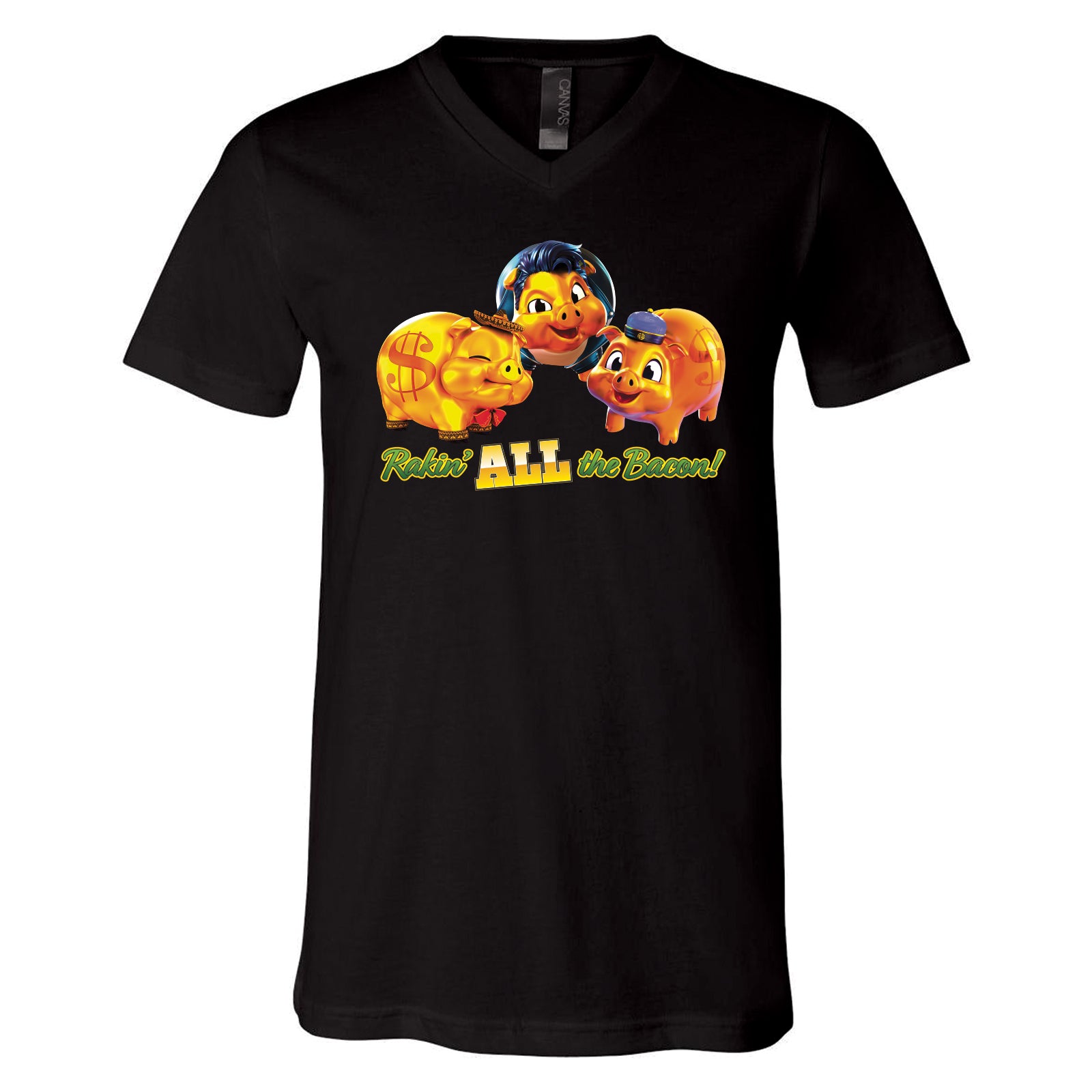 NEW! Rakin' All The Bacon Crew & V-Neck Tee