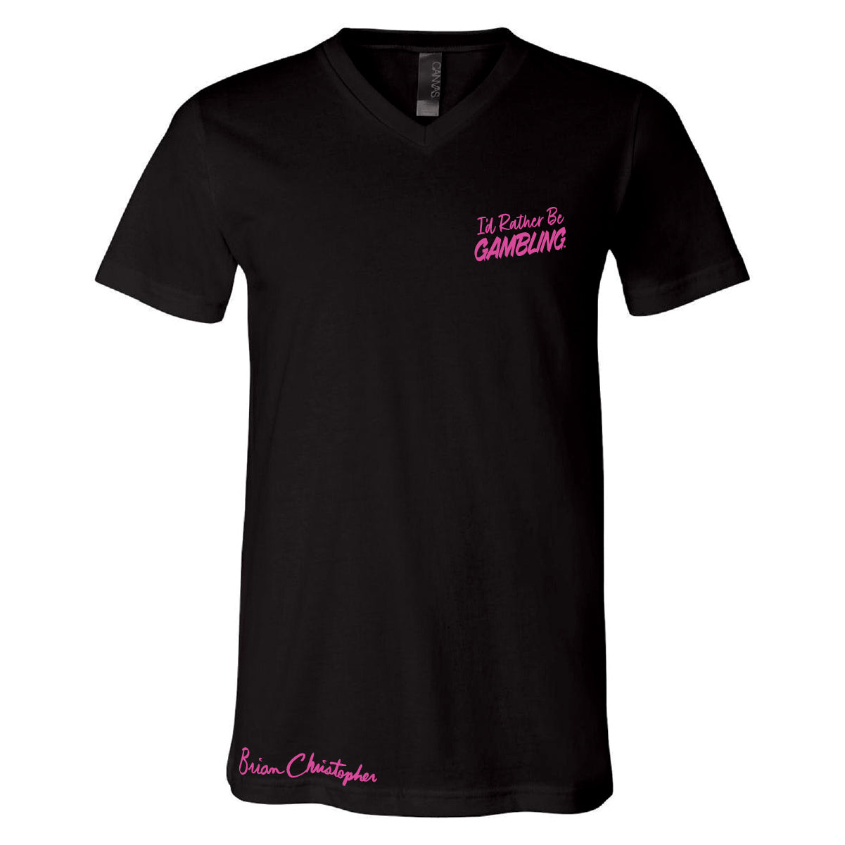I'd Rather Be Gambling Chest & Back Logo Crew & V-Neck Tee