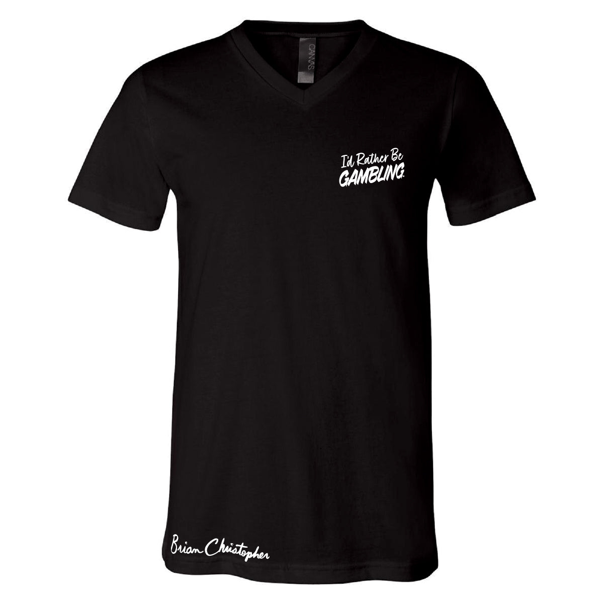 I'd Rather Be Gambling Chest & Back Logo Crew & V-Neck Tee
