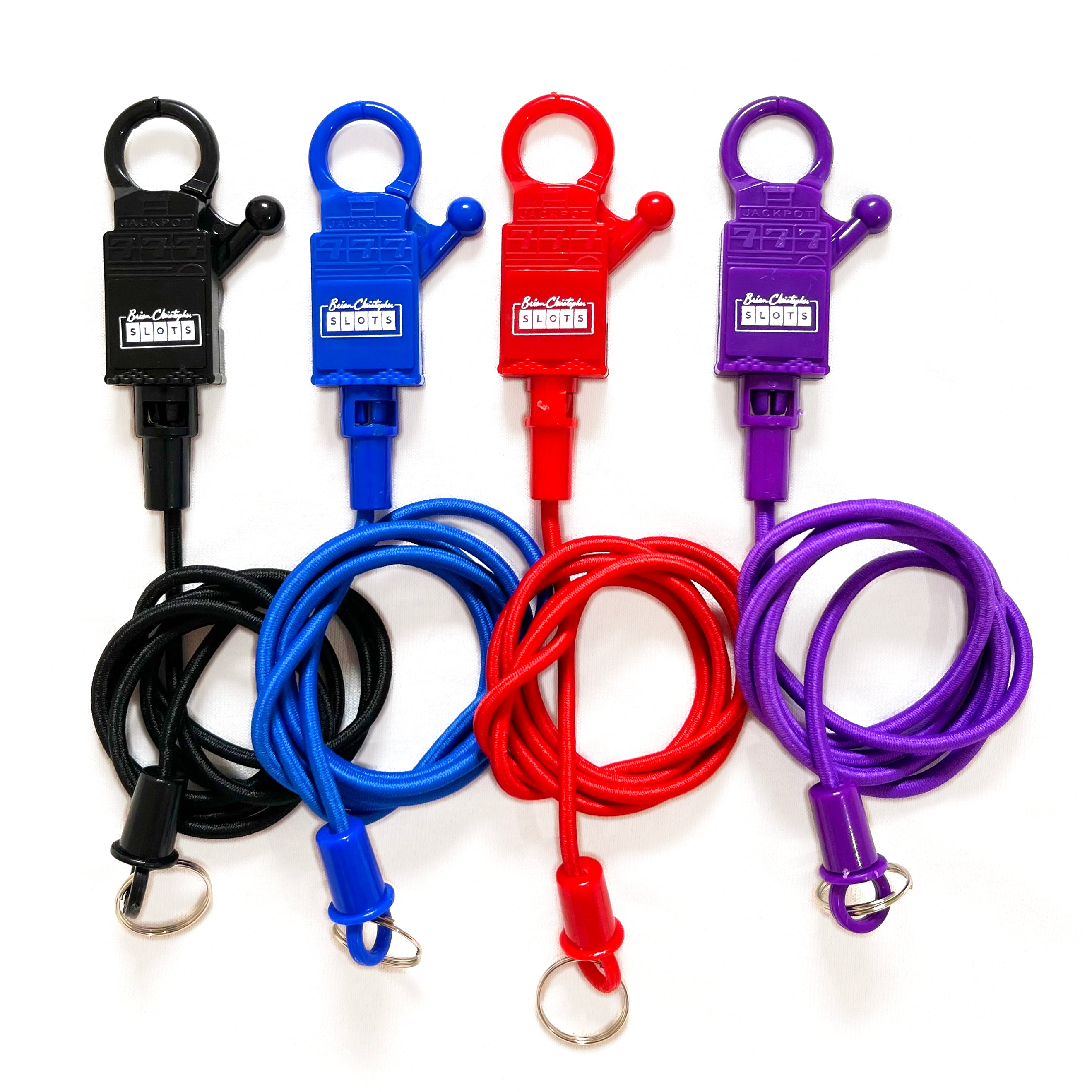 Brian Christopher Slots players card bungee cord in four colors