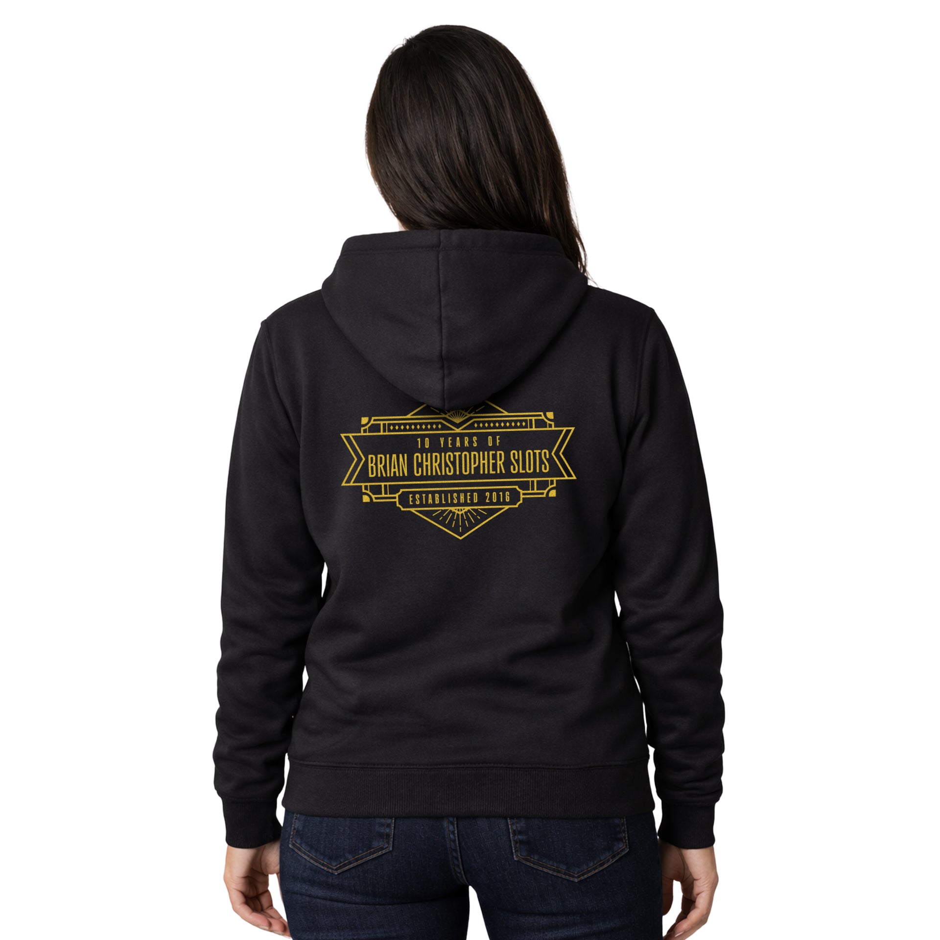 NEW! Metallic 10 Year Anniversary Chest & Back Logo Full Zip Hoodie