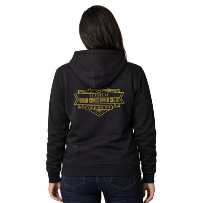 NEW! Metallic 10 Year Anniversary Chest & Back Logo Full Zip Hoodie
