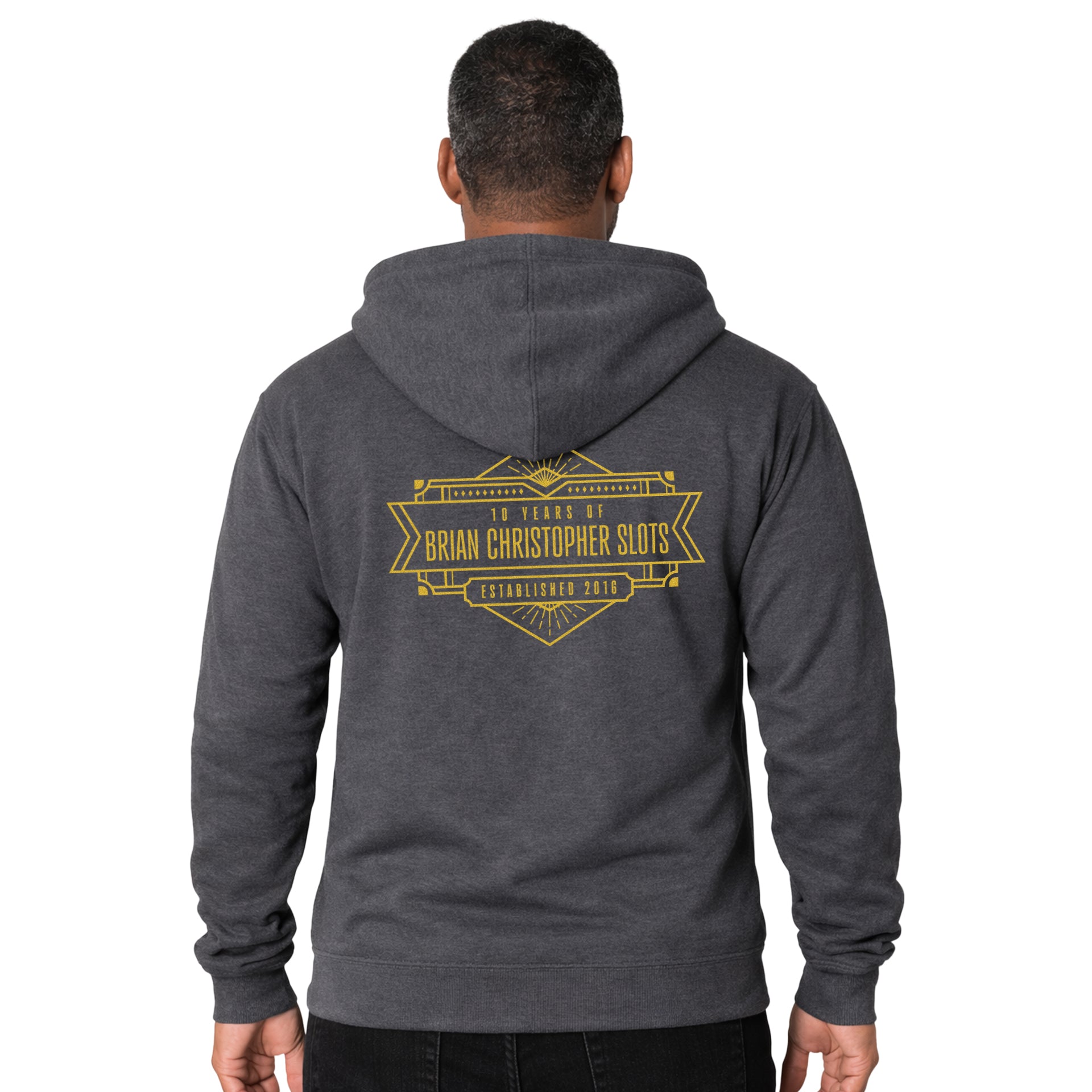 NEW! Metallic 10 Year Anniversary Chest & Back Logo Full Zip Hoodie