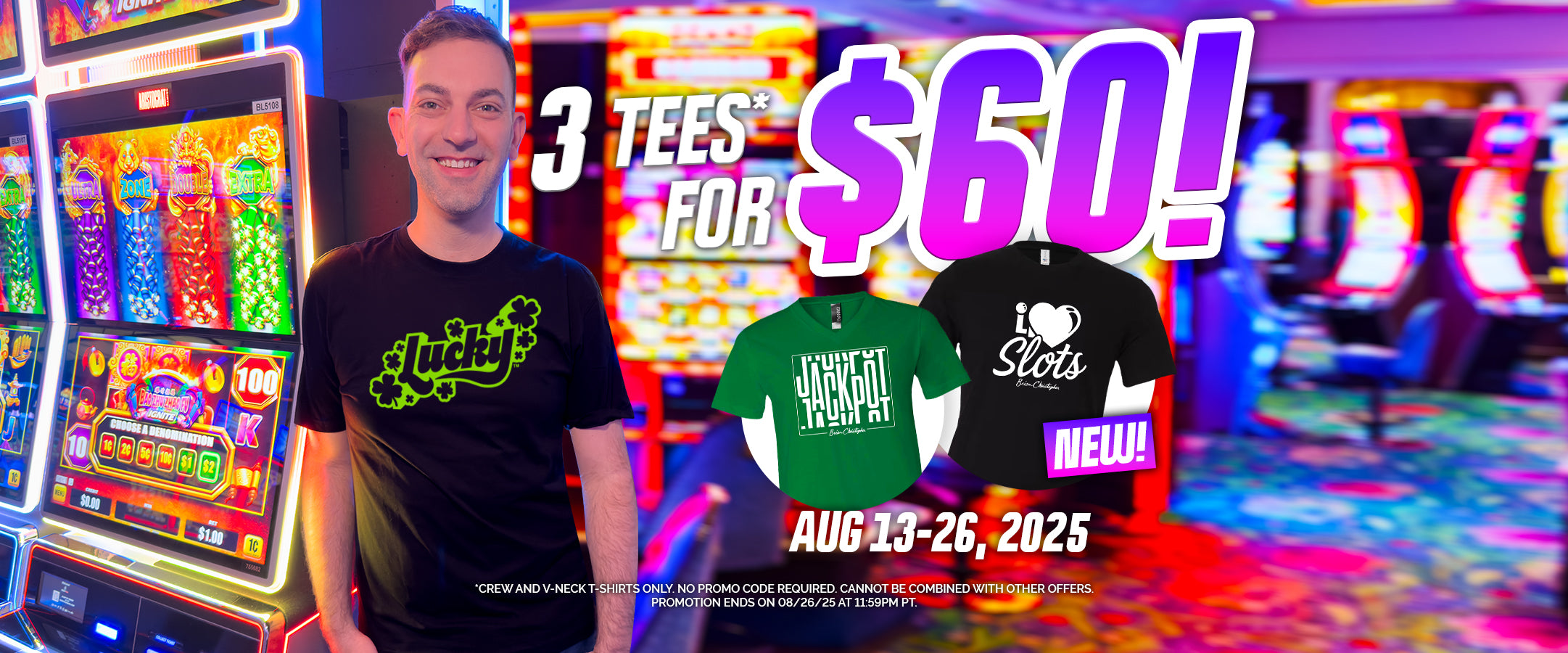 3 Tees for $60! Sale ends 08/26/25 at 11:59pm PT.