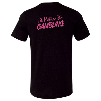 I'd Rather Be Gambling Chest & Back Logo Crew & V-Neck Tee