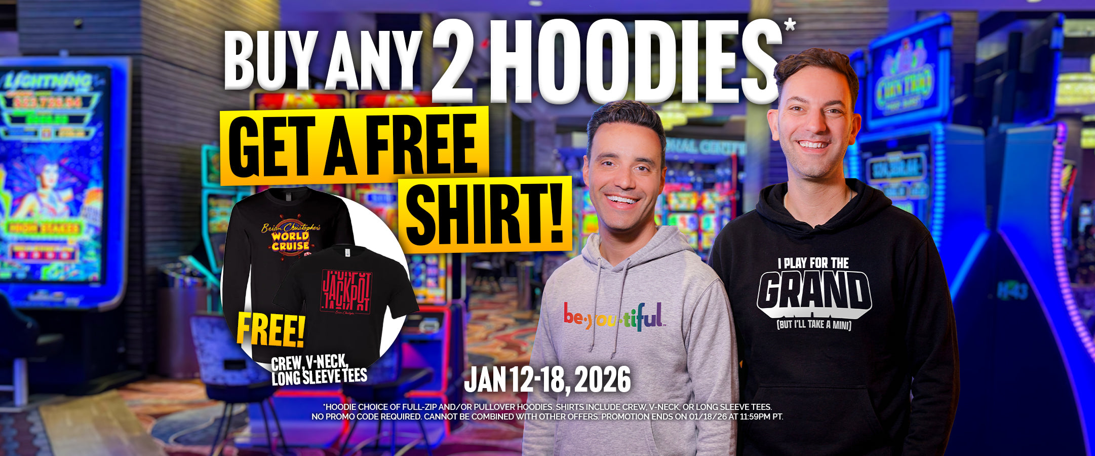 Buy Any 2 Hoodies, Get a Free Shirt! Promotion ends on 1/18/25 at 11:59PM PT.