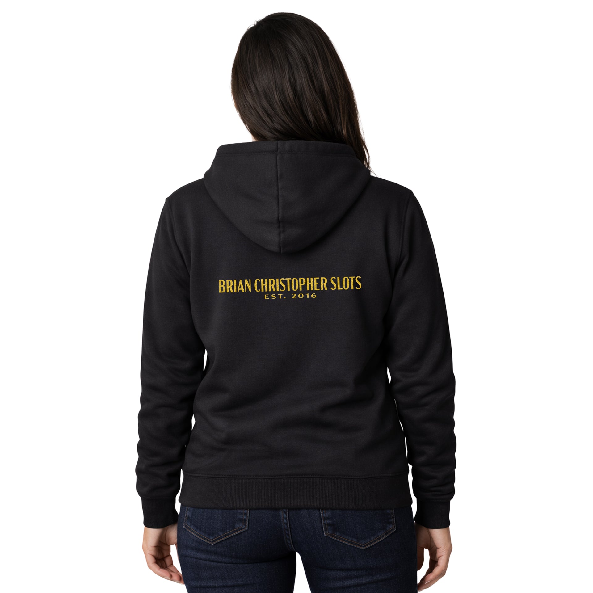 NEW! BC Slots Est 2016 Metallic Chest & Back Logo Full Zip Hoodie