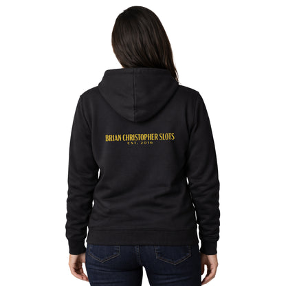 NEW! BC Slots Est 2016 Metallic Chest & Back Logo Full Zip Hoodie