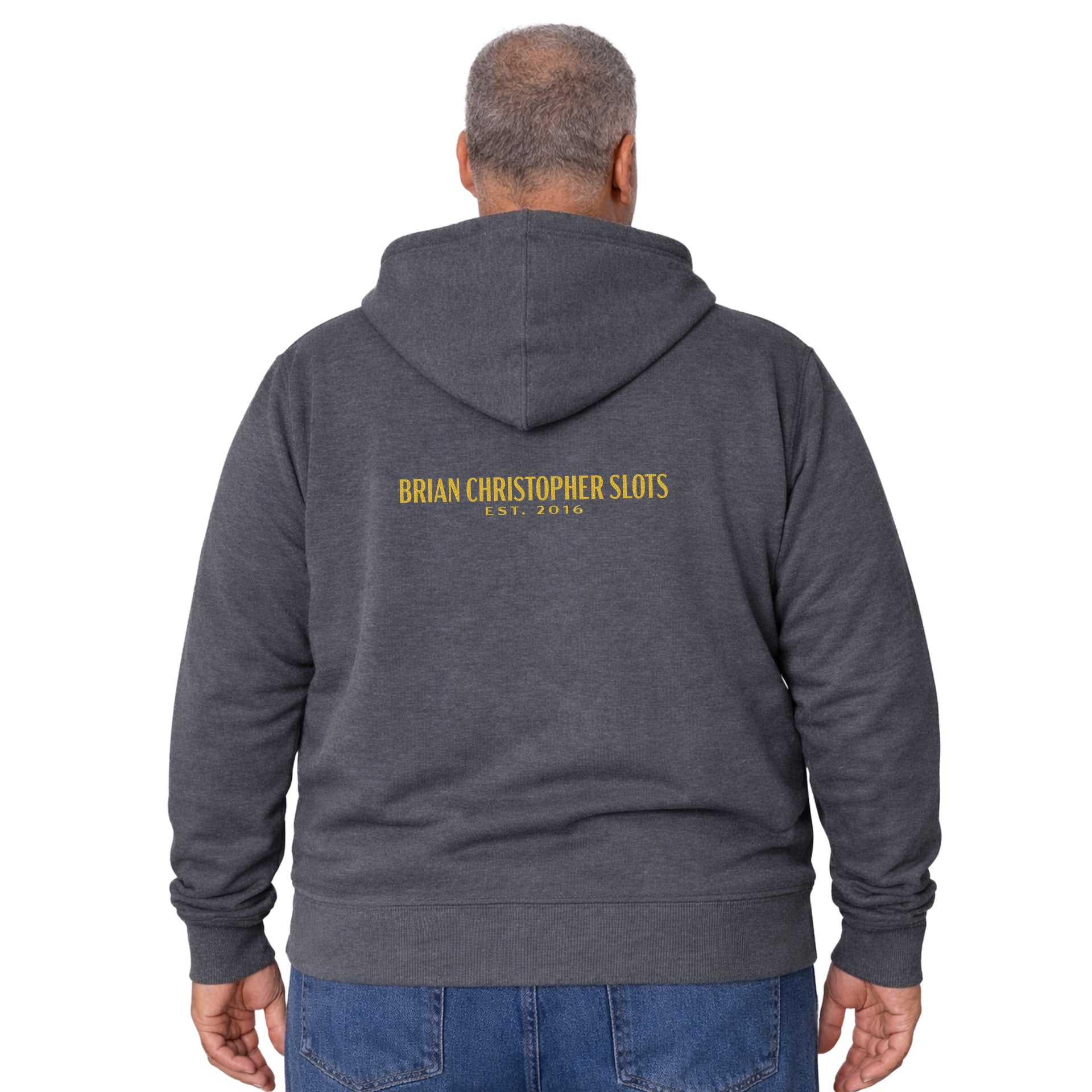 NEW! BC Slots Est 2016 Metallic Chest & Back Logo Full Zip Hoodie