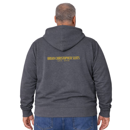 NEW! BC Slots Est 2016 Metallic Chest & Back Logo Full Zip Hoodie