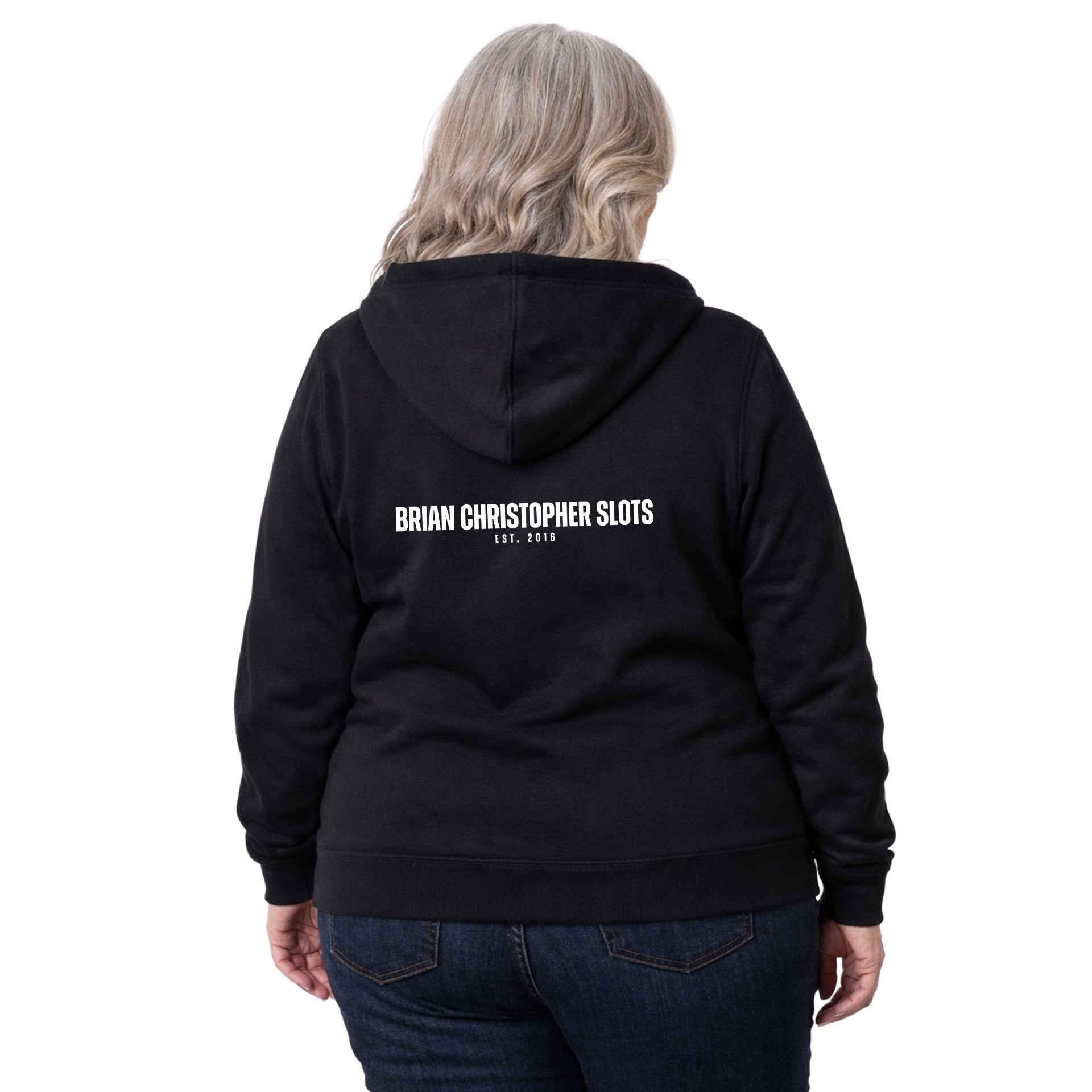 NEW! Brian Christopher Slots Est 2016 Chest & Back Logo Full Zip Hoodie