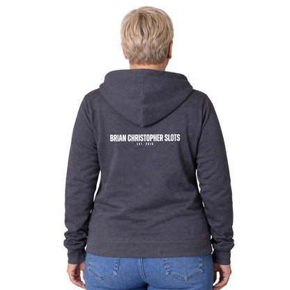 NEW! Brian Christopher Slots Est 2016 Chest & Back Logo Full Zip Hoodie