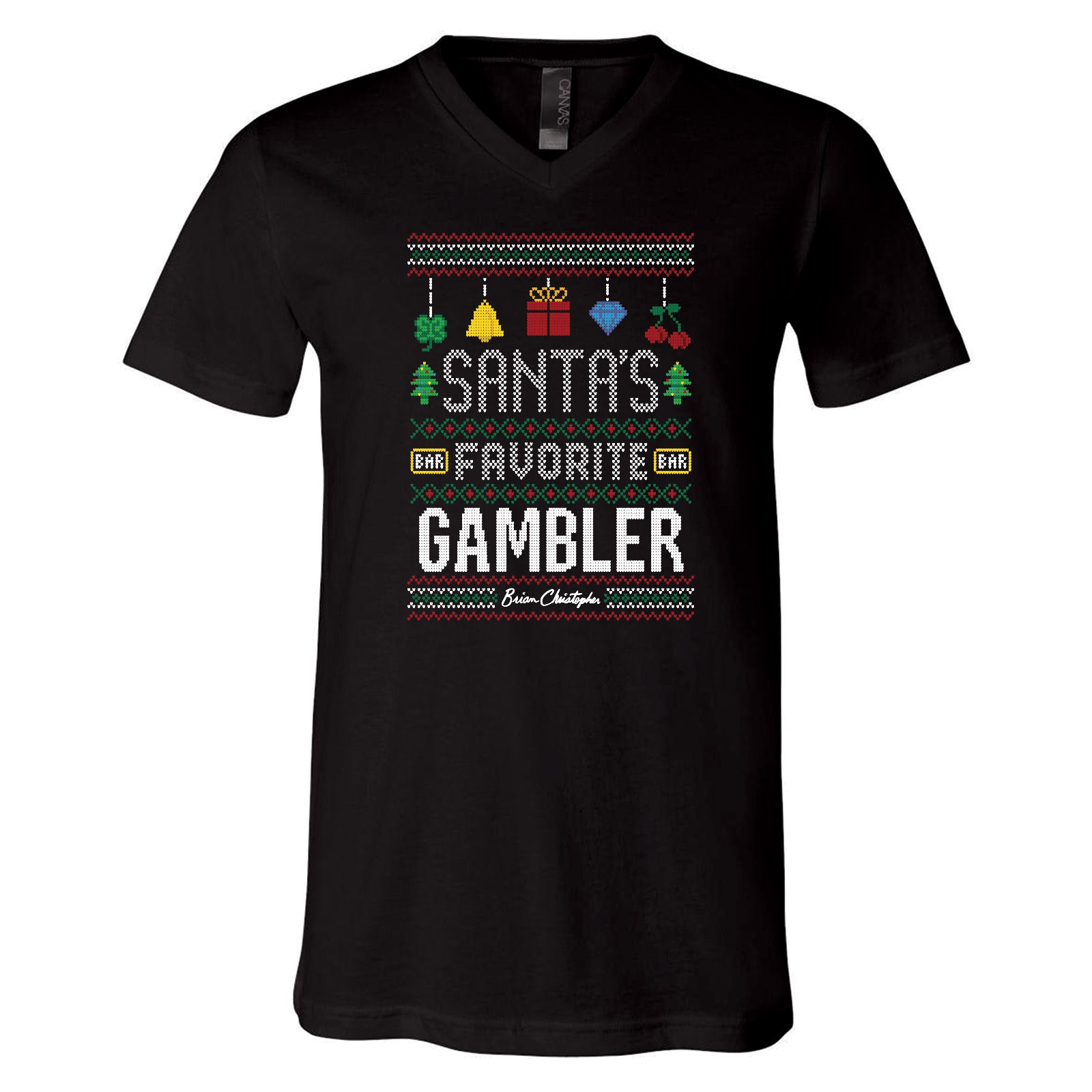 Santa's Favorite Gambler Crew & V-Neck Tee