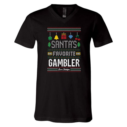 Santa's Favorite Gambler Crew & V-Neck Tee