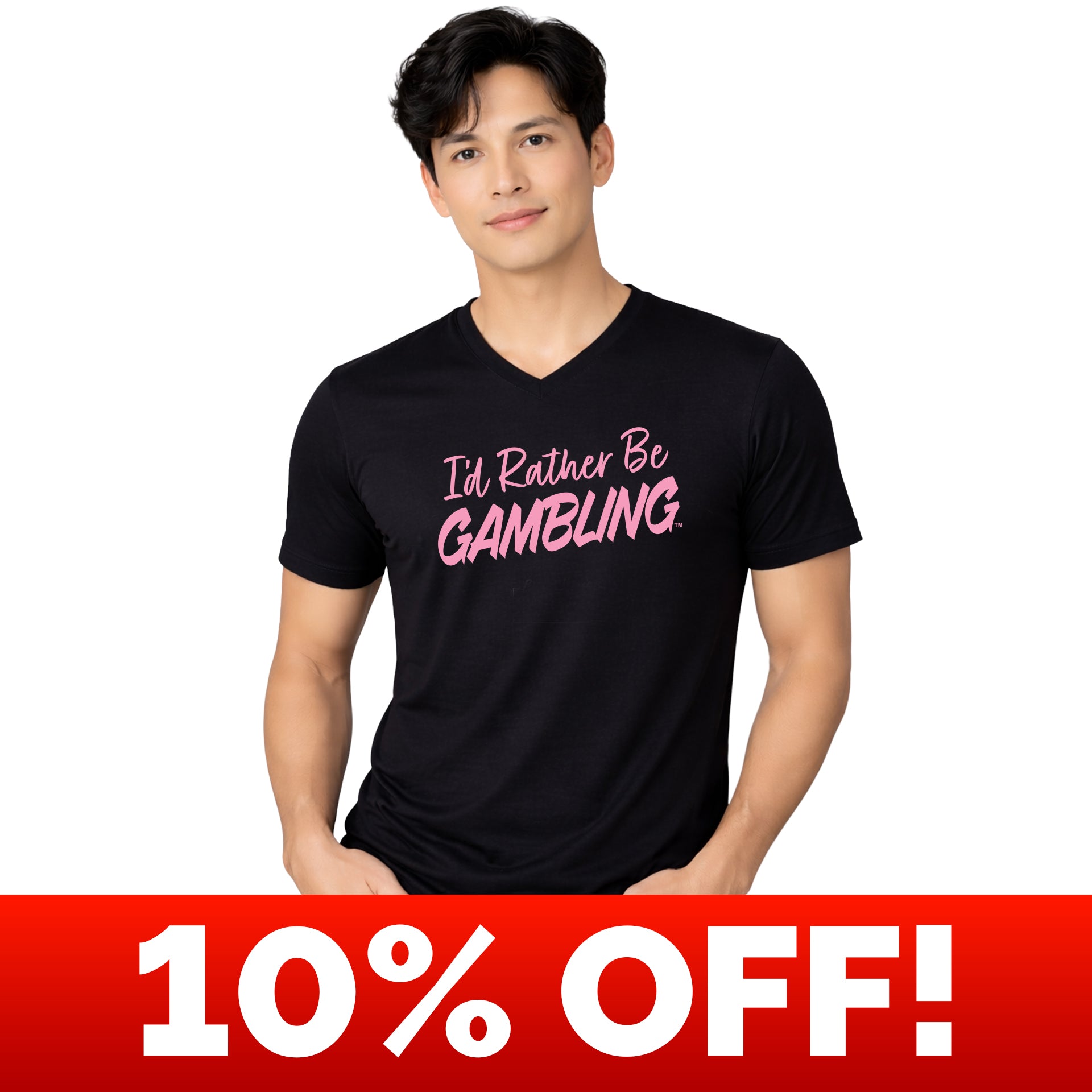 I'd Rather Be Gambling (Baby Pink) V-Neck Unisex Tee
