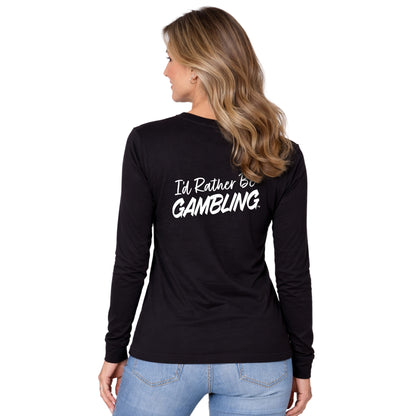 I'd Rather Be Gambling Chest & Back Logo Long-Sleeve Tee