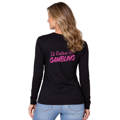 I'd Rather Be Gambling Chest & Back Logo Long-Sleeve Tee