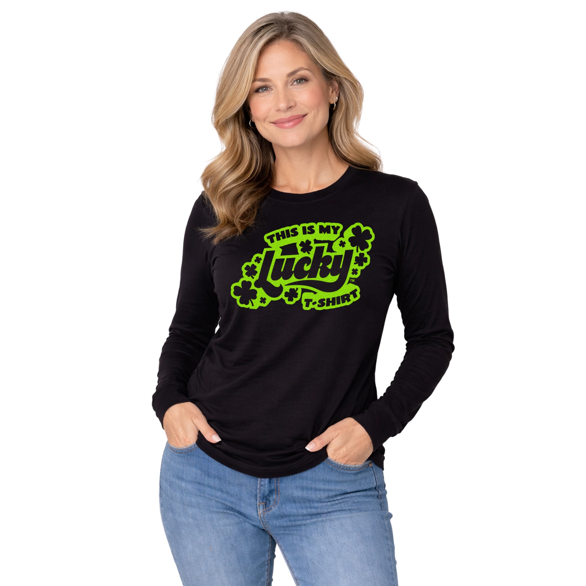 model long sleeve this my lucky t 