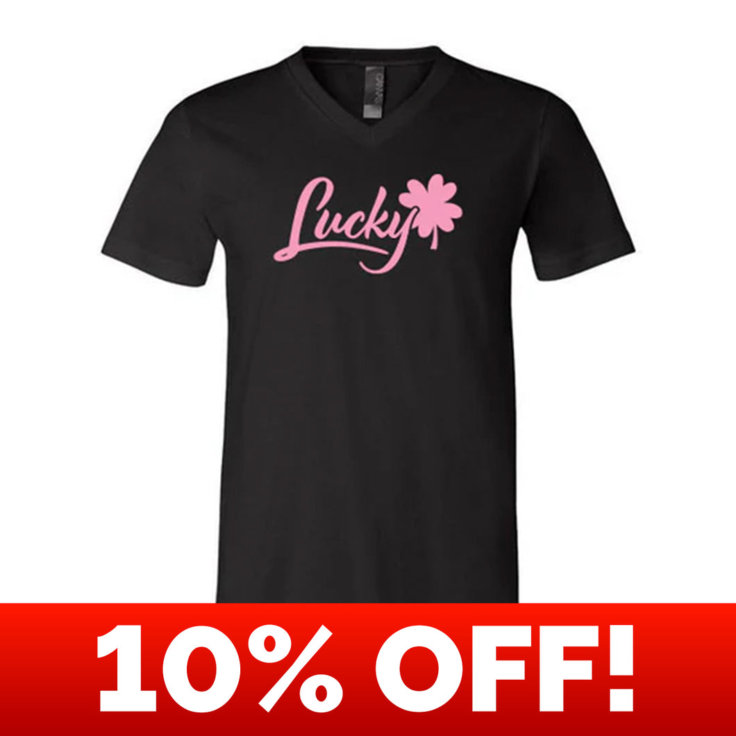 Lucky (Baby Pink) V-Neck Unisex T-Shirt