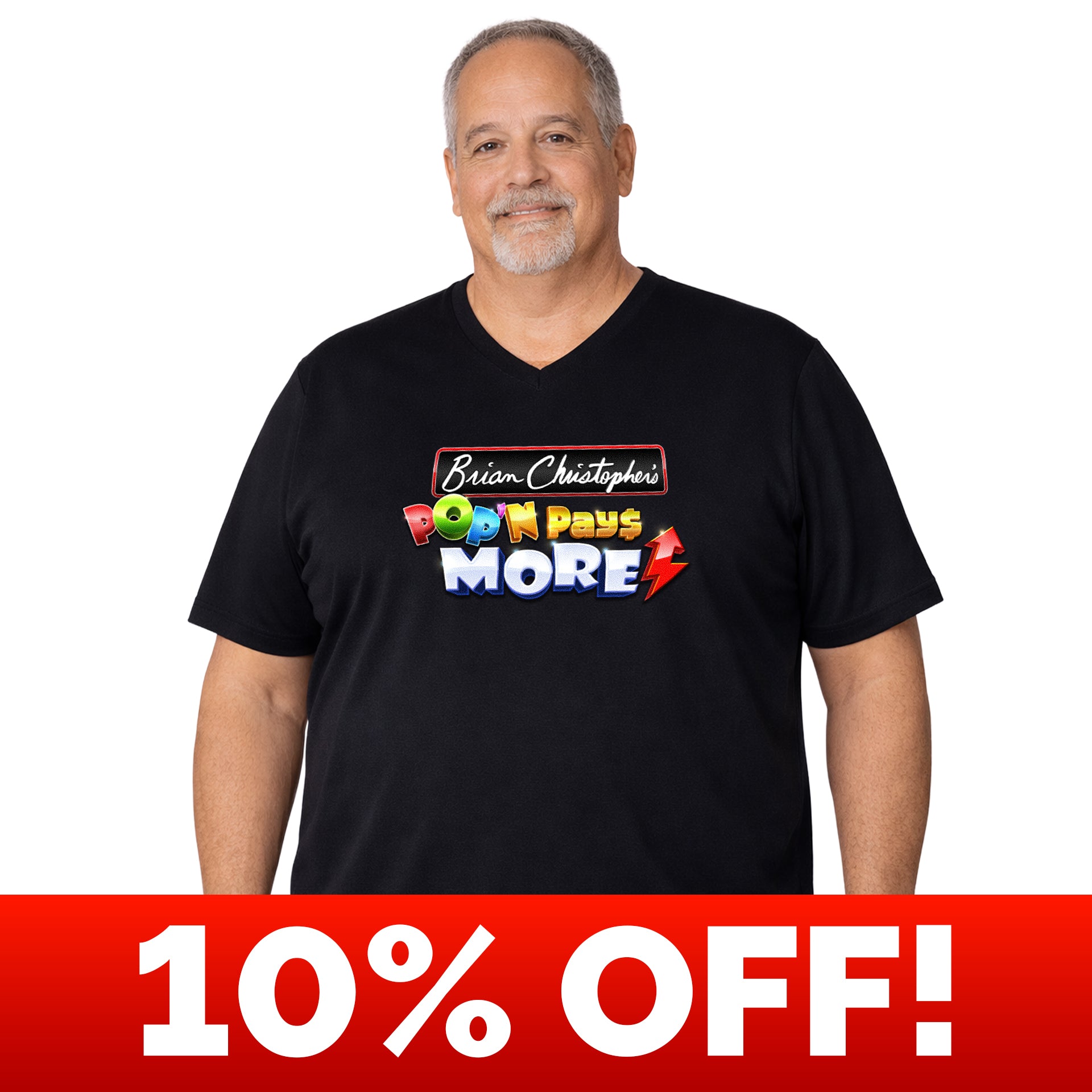Brian Christopher's Pop'N Pays More Logo V-Neck Unisex Tee