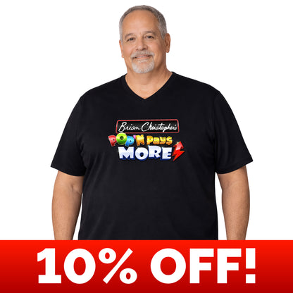 Brian Christopher's Pop'N Pays More Logo V-Neck Unisex Tee