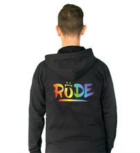 Load image into Gallery viewer, Brian Christopher Slots Rainbow Pride RUDE Full Zip Hoodie Back
