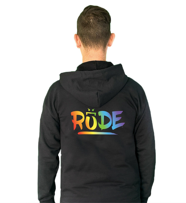 Brian Christopher Slots Rainbow Pride RUDE Full Zip Hoodie Back