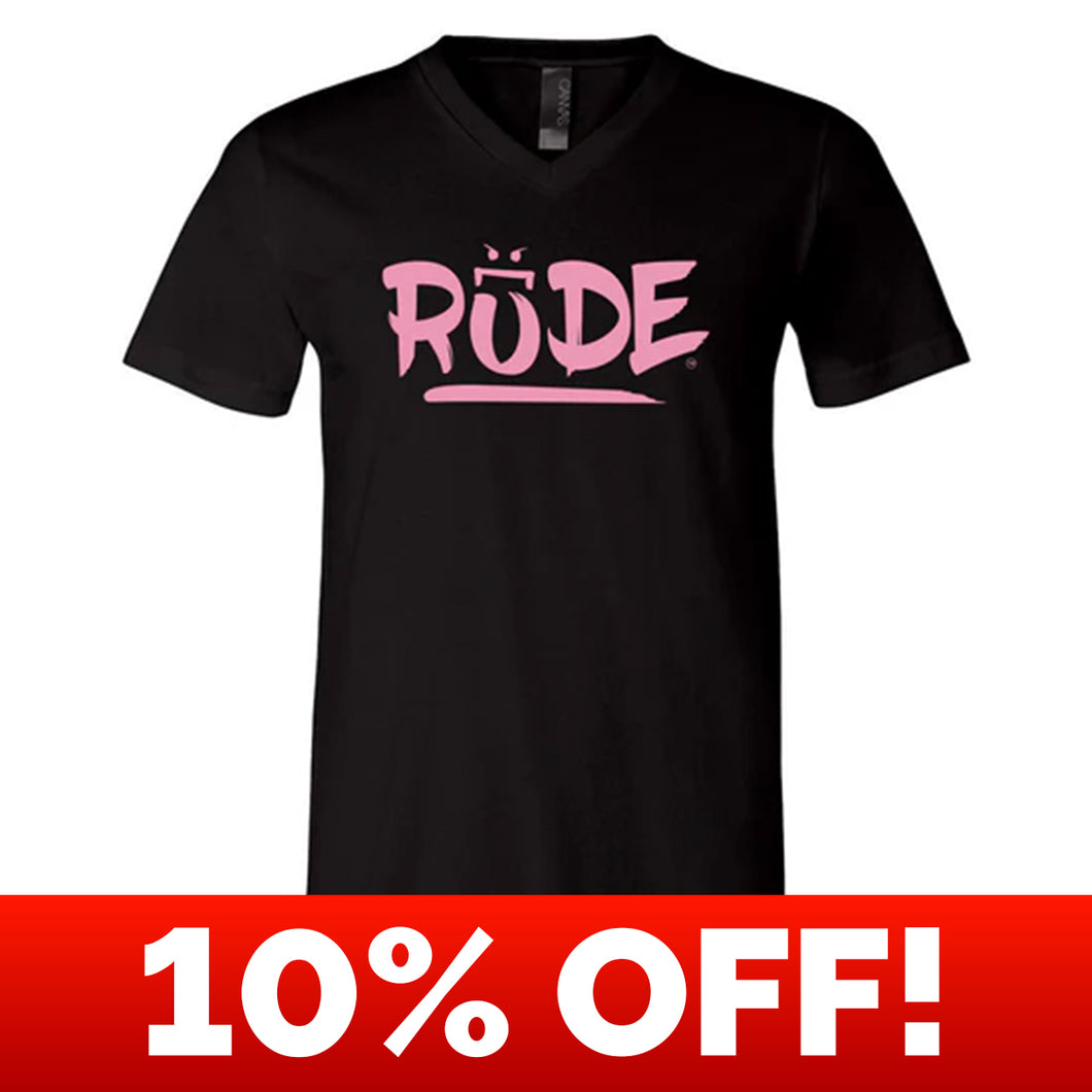 RUDE (Baby Pink) V-Neck Unisex T-Shirt