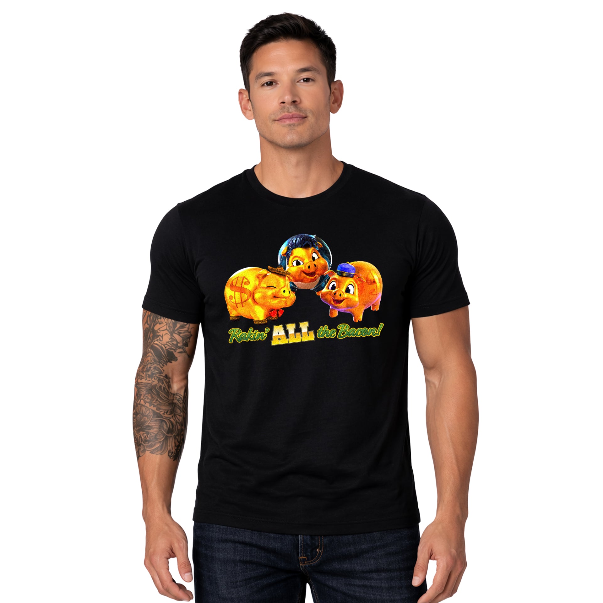 Rakin' All The Bacon Crew & V-Neck Tee