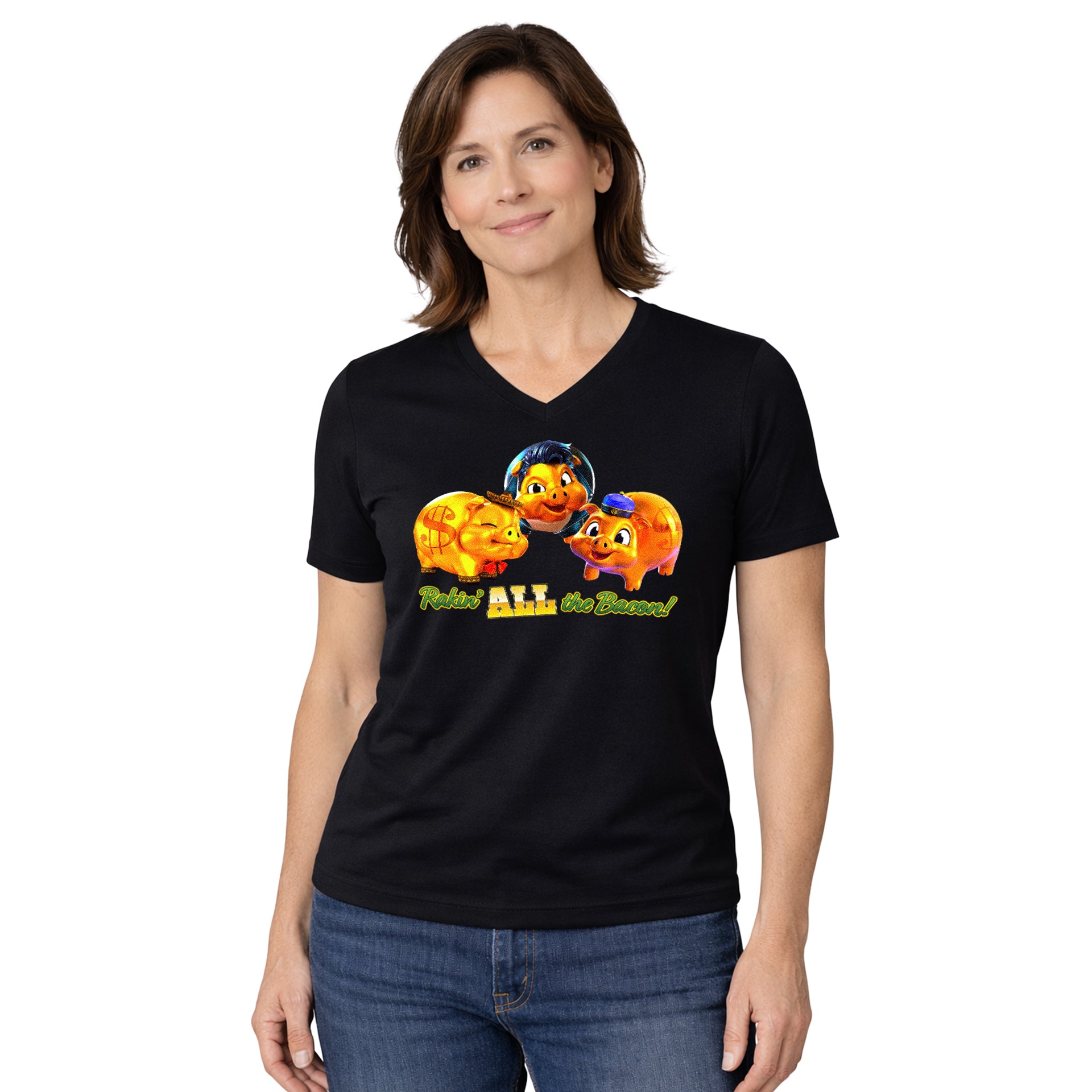 Rakin' All The Bacon Crew & V-Neck Tee