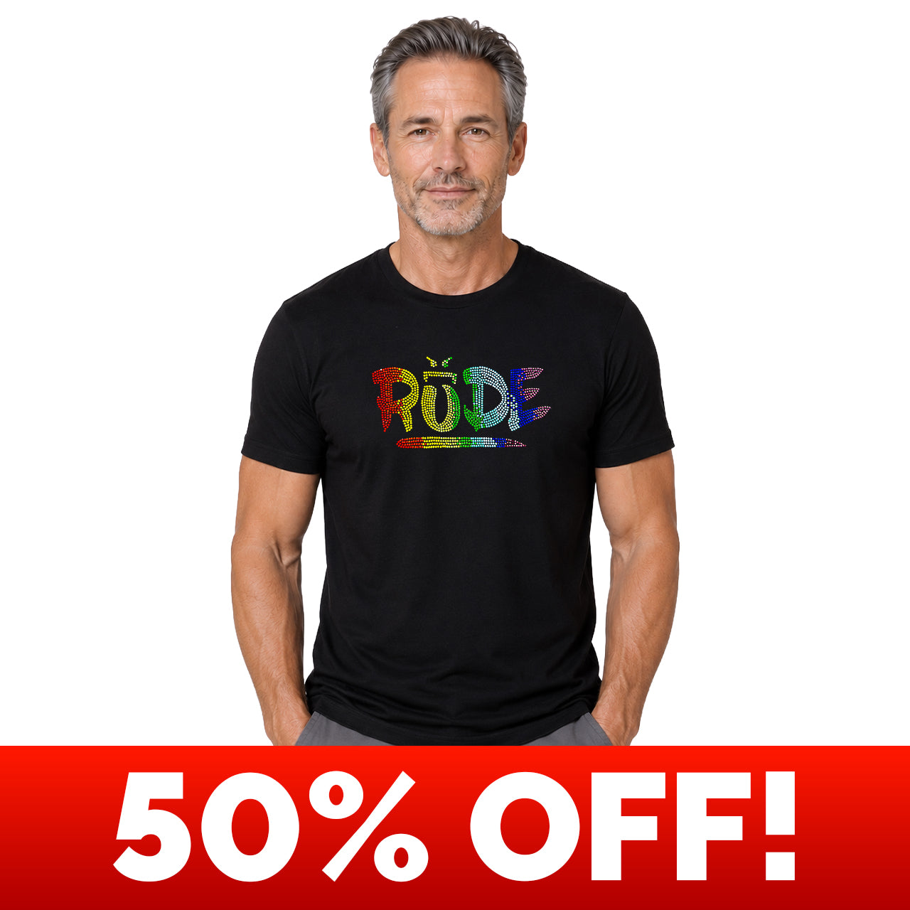Limited Edition! BEJEWELED Rainbow RUDE Pride Tee