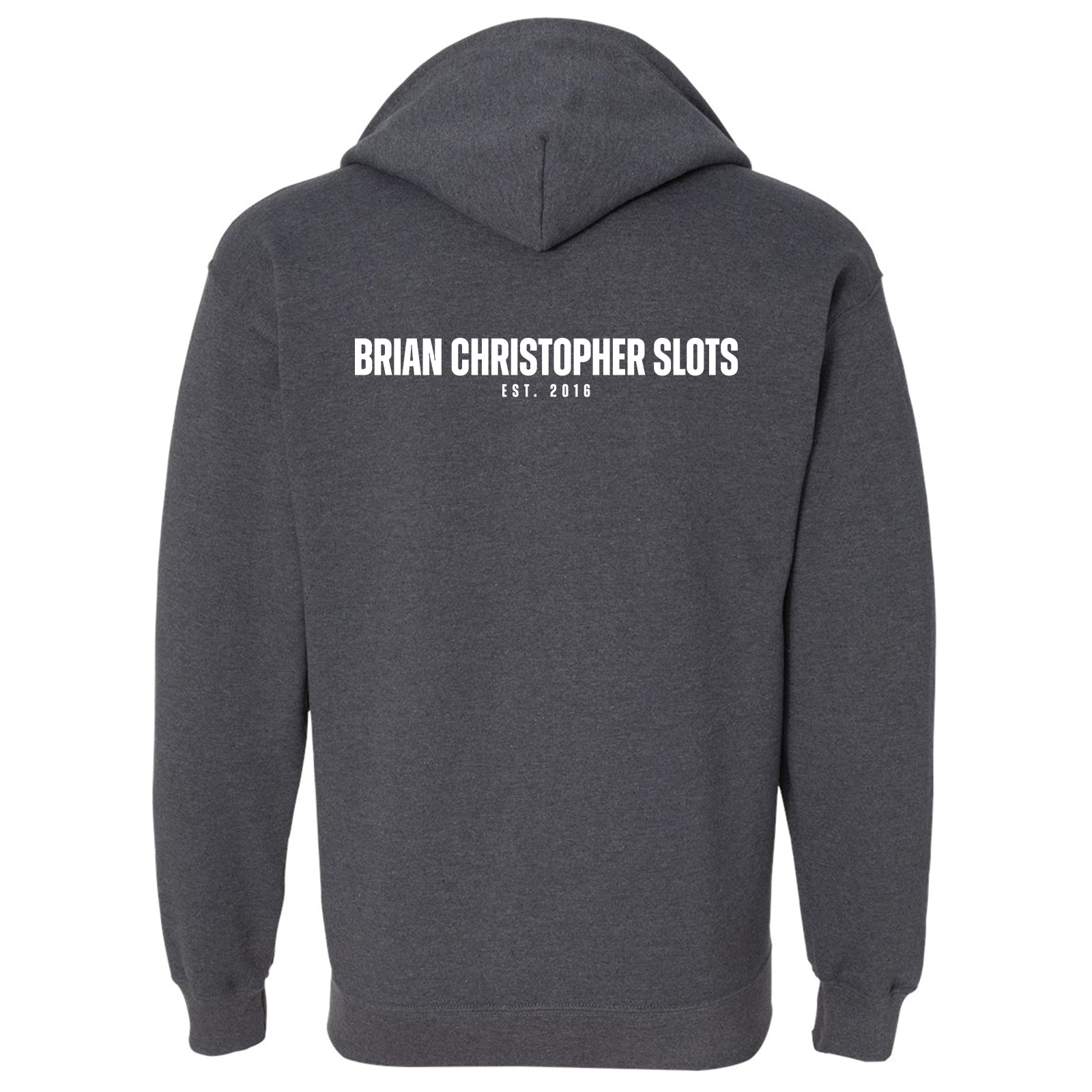 NEW! Brian Christopher Slots Est 2016 Chest & Back Logo Full Zip Hoodie