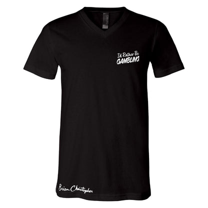 I'd Rather Be Gambling Chest & Back Logo Crew & V-Neck Tee