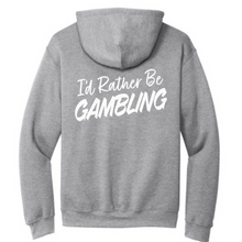 Load image into Gallery viewer, Brian Christopher I&#39;d Rather Be Gambling white logo gray pullover hoodie back

