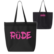Load image into Gallery viewer, Pink Rude zipper tote with Brian Christopher Slots logo
